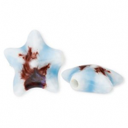 Perline di ceramica stella marina blu chiaro-marrone
