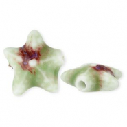 Perline di ceramica stella marina verde chiaro-marrone