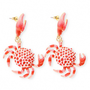 Orecchini alla moda smalto granchino con perno in acciaio inossidabile oro-rosso-rosa-bianco