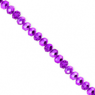 Perline sfaccettate 4x3mm rondella viola scuro-effetto perlato
