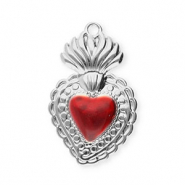 Ciondoli in acciaio inossidabile cuore argento-rosso