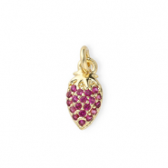 Metallo TQ in ottone ciondolo fragola con strass oro-rosa