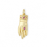Metallo TQ in ottone ciondolo "OK" con strass oro-rosa