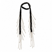 Choker in organza con perline di vetro nero-oro