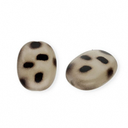 Perline in acrilico ovale con stampa leopardo beige-marrone scuro