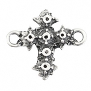 Ciondoli di metallo TQ distanziatore/castone a forma di croce argento antico