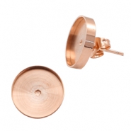Polaris Steel in acciaio inossidabile orecchini con castone per cabochon 12mm oro rosa