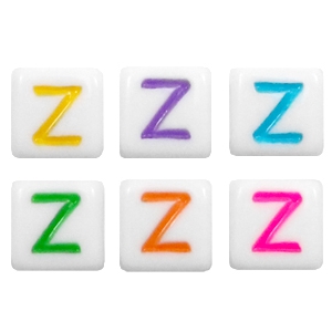 Perline alfabeto in acrilico con disegno lettera Z multicolore - bianco