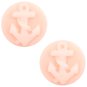 Cabochon base cammei 20 mm con disegno ancora rosa chiaro - biancastro