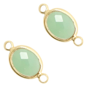 Distanziatori di vetro Crystal Glass 10x9 mm ovale crisolito verde opale - oro