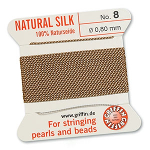 Griffin filo infilaperle di seta naturale 100% &Oslash;0.8mm beige