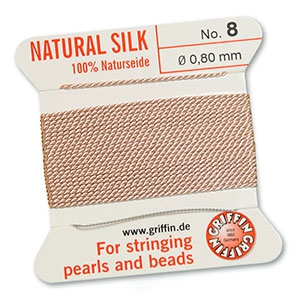 Griffin filo infilaperle di seta naturale 100% &Oslash;0.8mm rosa chiaro