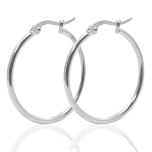 Orecchini in acciaio inossidabile 40mm a cerchio argento