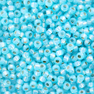 Rocailles Miyuki 11/0 Silverlined alabaster dyed aqua blue 11 - 647