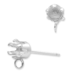 Componenti in argento 925 perni con castone per Swarovski PP32 (4mm) con anellino argento