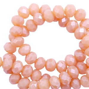 Perline sfaccettate 4x3 mm rondella beige rosa opale - effetto perlato