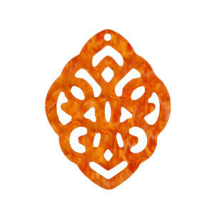 Pendenti in resina in stile barocco rombo arancio fiamma