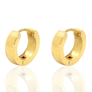 Orecchini in acciaio inossidabile 13 mm a cerchio piatto oro