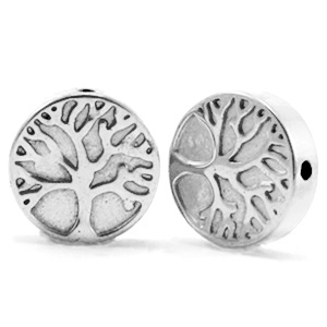 Perline di ematite 10 mm con disegno albero della vita argento grigio