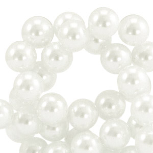 Perline di vetro con effetto perlato 6mm alta qualit&agrave; bianco