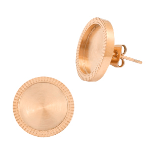 Polaris Steel in acciaio inossidabile orecchini con castone per cabochon 12 mm oro rosa