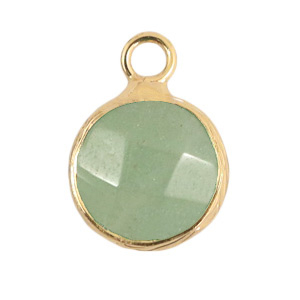 Ciondoli in pietra naturale 16mm verde chiaro-oro