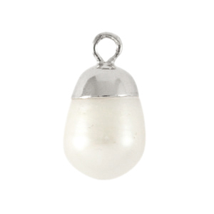 BQ Perle di acqua dolce ciondolo rotondo argento-bianco naturale