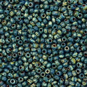 Rocailles Miyuki 11/0 Opaque picasso dark teal green 11-4516