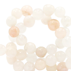 Perline in pietra naturale Quarzo 6mm bianco crema vaniglia