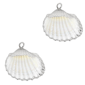Pendenti di conchiglia prodotti speciali conchiglia cuore di mare argento-bianco