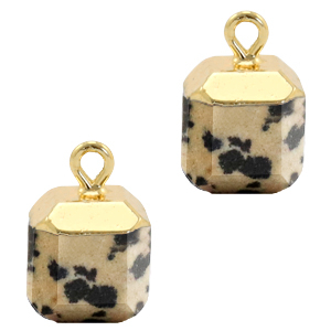 Ciondoli in pietra naturale Diaspro Dalmata quadrato grigio beige-oro