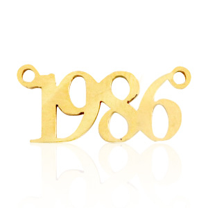 Ciondoli in acciaio inossidabile distanziatore anno 1986 oro