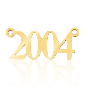 Ciondoli in acciaio inossidabile distanziatore anno 2004 oro