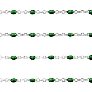 Componenti in acciaio inossidabile 1mm catena stile rosario verde marino profondo-argento