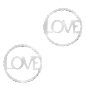 Ciondoli in acciaio inossidabile distanziatore "LOVE" argento