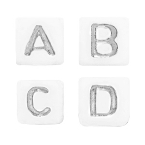 Perline alfabeto in acrilico misto bianco-argento
