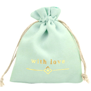 Sacchetto per gioielli "with love" verde menta-oro