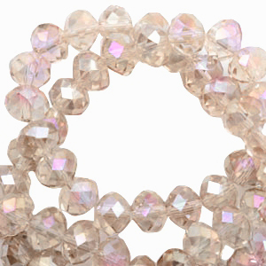 Perline sfaccettate 6x4 mm rondella champagne - effetto diamante