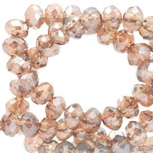 Perline sfaccettate 3x2mm rondella champagne beige-effetto perlato