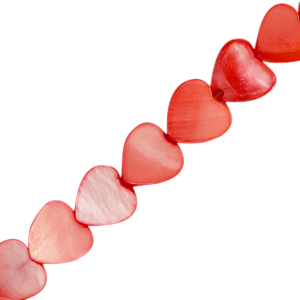 Perline di conchiglia cuore rosso corallo