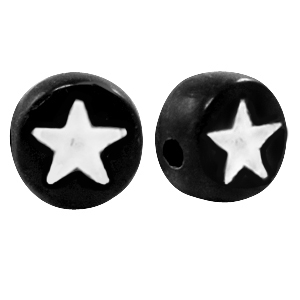 Perline alfabeto in acrilico stella Nero-bianco