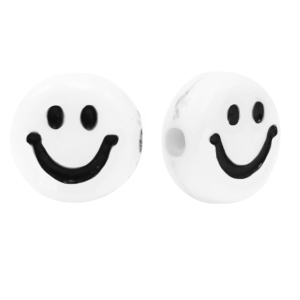 Perline alfabeto in acrilico smiley bianco-nero