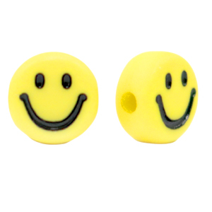 Perline alfabeto in acrilico smiley giallo-nero