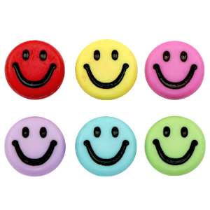 Perline alfabeto in acrilico smiley Multicolore-nero