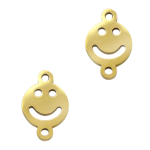 Ciondoli in acciaio inossidabile distanziatore smiley oro