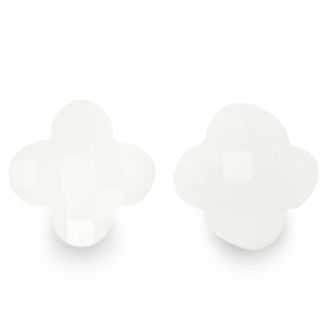 Perline sfaccettate fashion quadrifoglio bianco