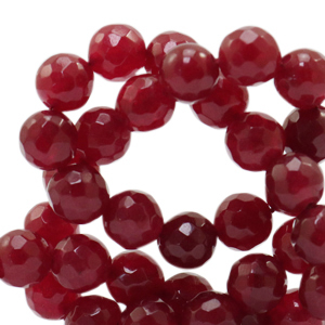 Perline in pietra naturale 8mm giada sfaccettata rosso bordeaux