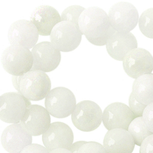 Perline in pietra naturale 6 mm tonda bianco 