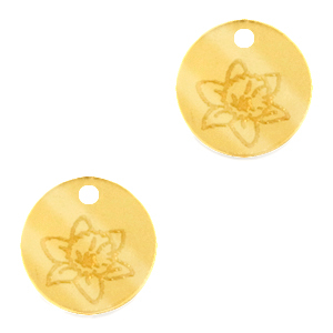 Ciondoli Plexx 12mm Fiore di nascita Marzo-Campana di Pasqua oro