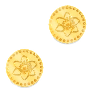Cabochon Plexx 12mm Fiore di nascita Dicembre-Narciso oro